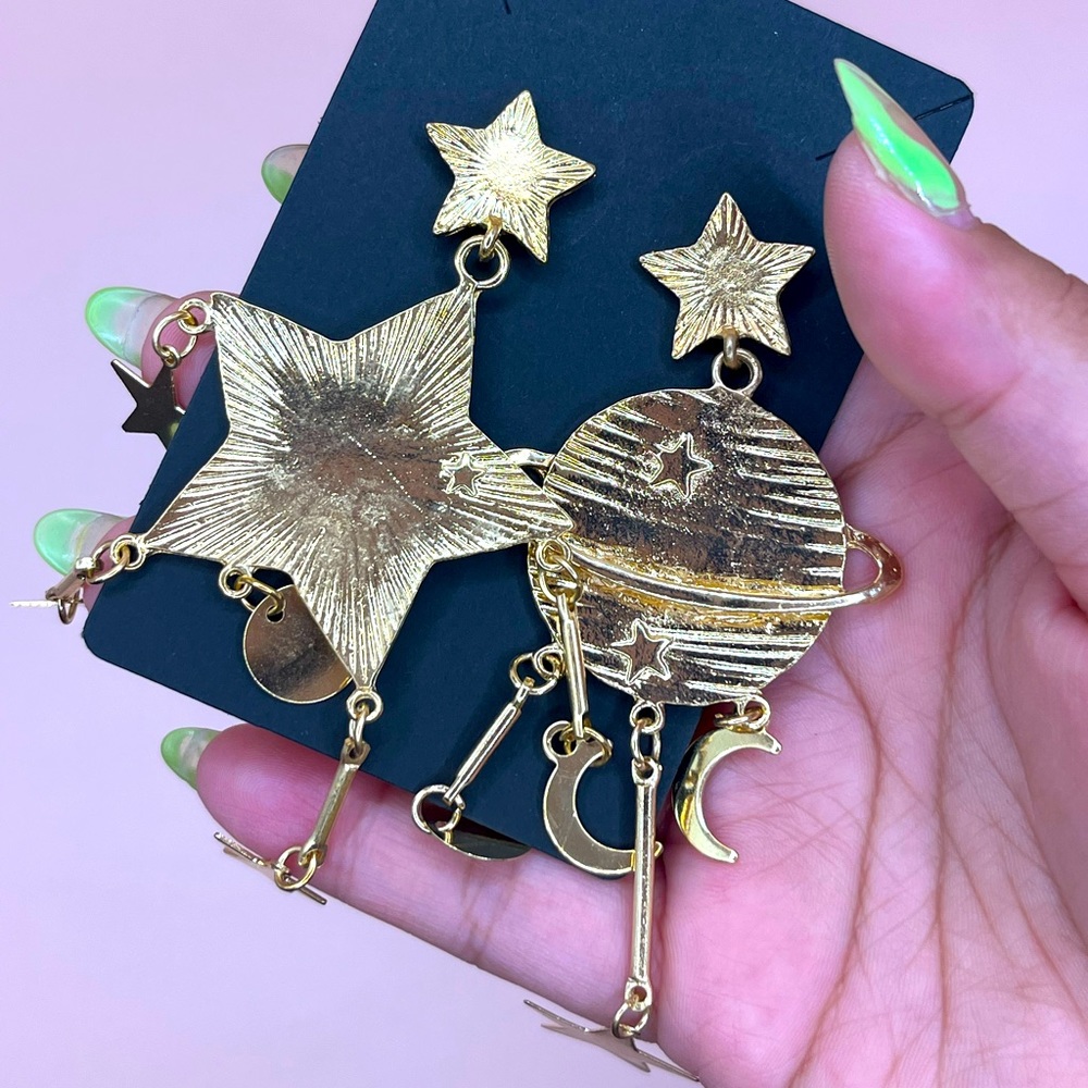NEW Saturn and Stars Statement Earrings